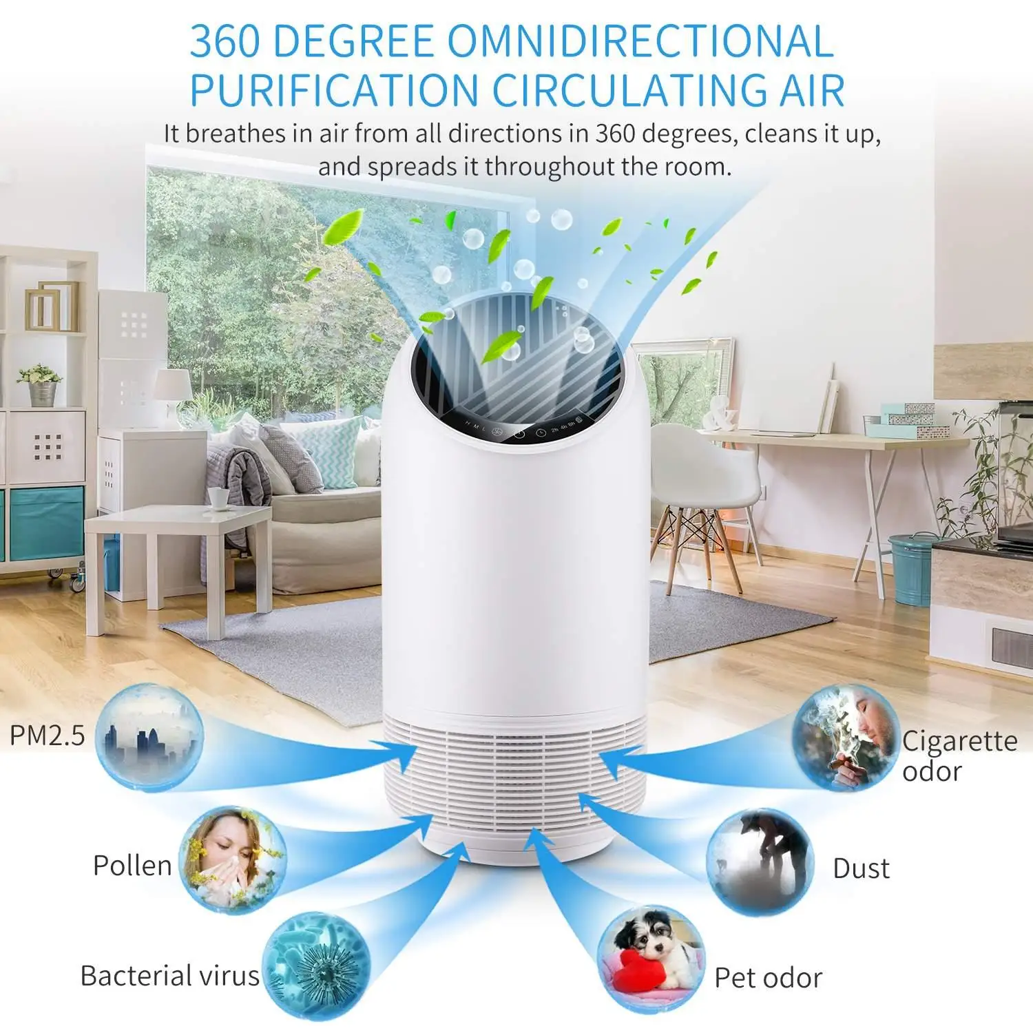 

Air Purifier Bedroom Office Touch Screen Desktop Air Cleaner with HEPA Filter