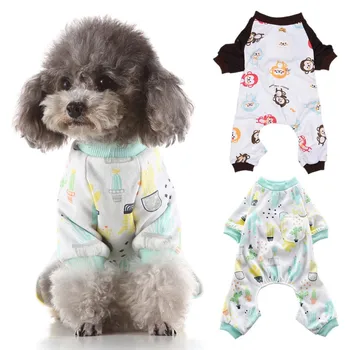 

Pet 4 Legged Pajamas Forest Pattern Casual Homewear Cotton Outfit Puppy All Seasons Apparel Jumpsuit