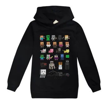 

2020 Autumn Boys Long Sleeve Minecrafters Children Sweatshirts Kids Cartoon Hooded T-Shirts Girls Tops 2-15 Years Baby Clothes