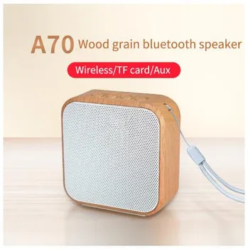 

A70 Wood Grain Portable Wireless Speaker Vintage Mini Bluetooth Loudspeaker With Mic Support TF Card FM Radio For Mobile Phone