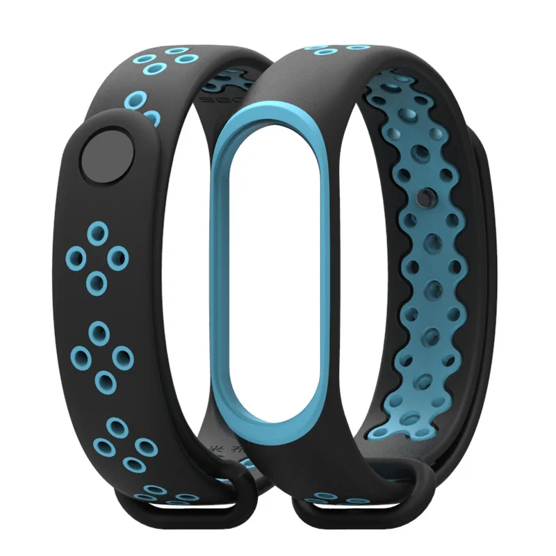 Mi Band 3 4 ремешок Спортивные Силиконовые часы браслет mi Band 3 4 ремешок аксессуары для Xiaomi mi Band 3 4 ремешок Браслет Смарт - Цвет: Black Blue