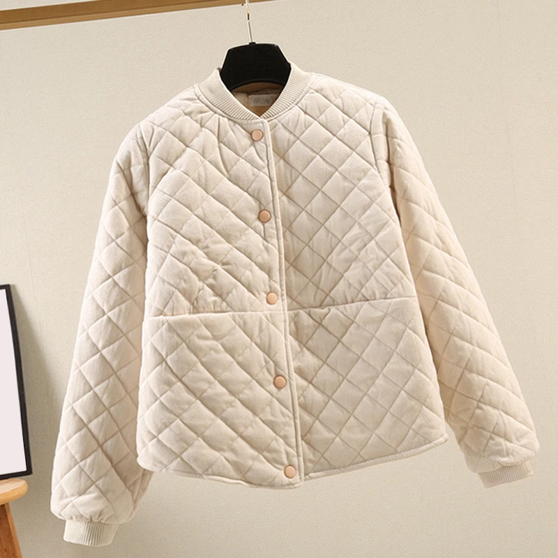 

Autumn Winter Coat Women fashion Cotton Jacket Thicken Parka Plus Size 3XL Solid color Single Breasted Outerwear women