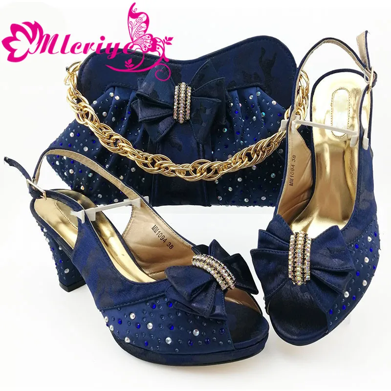 

African Shoe and Bag Set for Party Italian Matching blue Shoe and Bag Set African Wedding Shoe and Bag Set