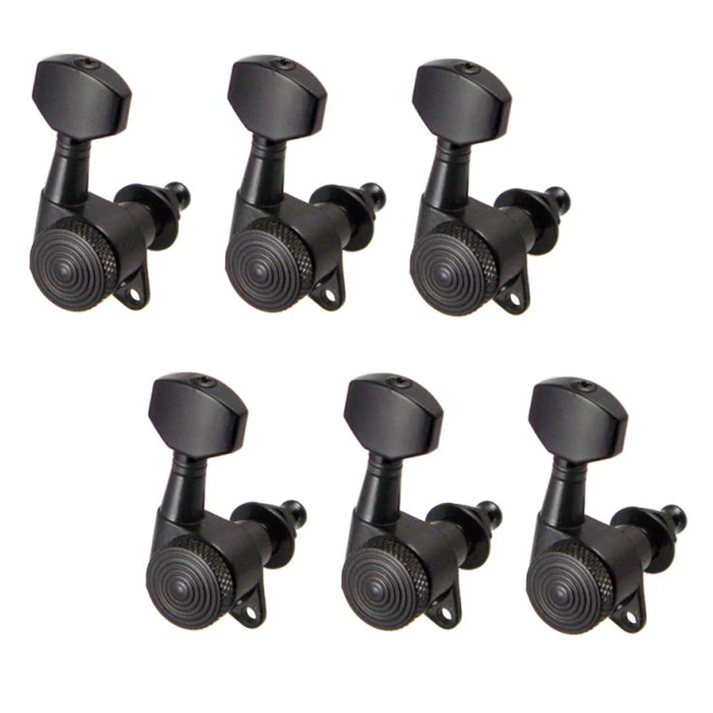 1 Set Closed Acoustic Folk Guitar Tuning Keys Lock Strings 6 Right Black Luthier Supply