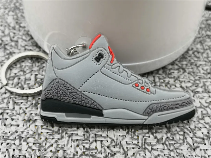 Мини AJ обуви брелок модные Для мужчин Для женщин малыш Jordan 3 Подарочный Брелок для ключей ретро баскетбол брелок-кроссовок для ключей ключ держатель Porte Clef - Цвет: 357