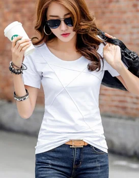 

Black T Shirt Women Clothes 2019 Fashion Tee Top Fashion Cotton beige