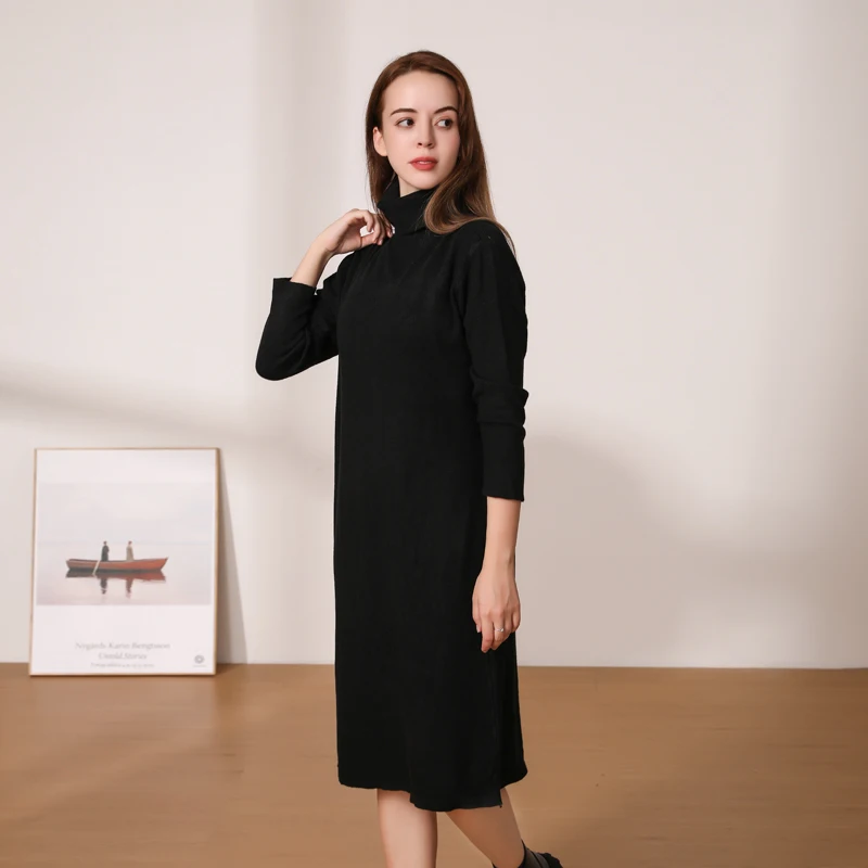 Knitted Women's Winter Dress Dresses Ladies Sweater Korean Fashion Clothing Robe Clothes Elegant Black Tight Woman Casual
