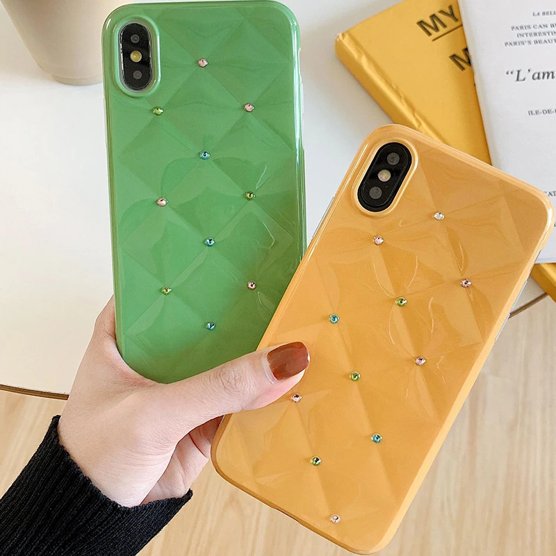 

Simple Phone Case for iPhone 6 6s 7 8 plus X Xs XR Xs Max Soft TPU Diamond Rhomboid Back Cover