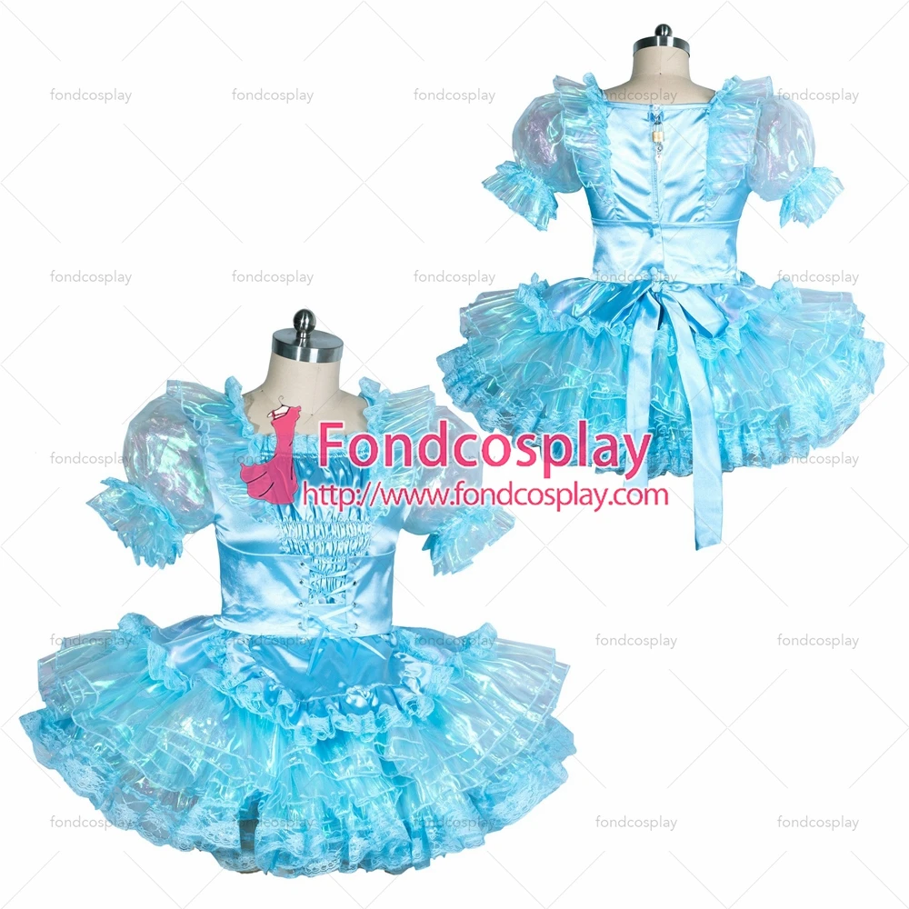blue satin sissy maid dress 