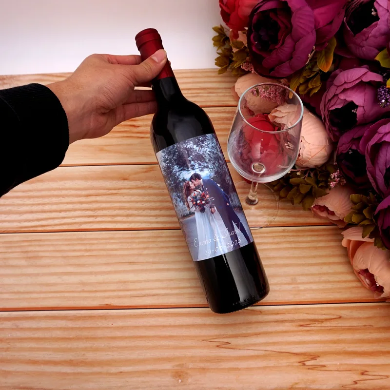 pçs personalizado personalizado casal imagem nome para garrafa de vinho etiquetas etiquetas wine wrap garrafa diy festa de aniversário decoração