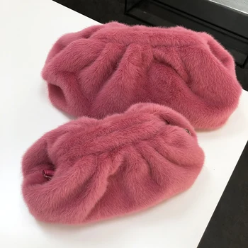 

Ladies Dumplings Bag Rabbit Fur Solid Color Handbag Fashion Trend Wild Personality Shoulder Messenger Bag Purse