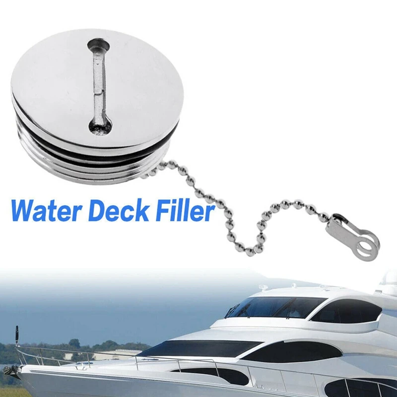 2Pcs Replacement Marine 2" Boat Deck Fill Cap with Chain Fuel Water Gas 