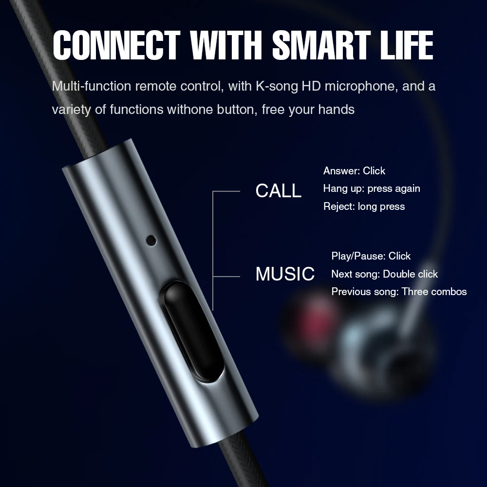In Ear Wired Earphones Heavy Bass Surround sound Type C Jack With Mic Earpiece Volume Control Stereo Headset