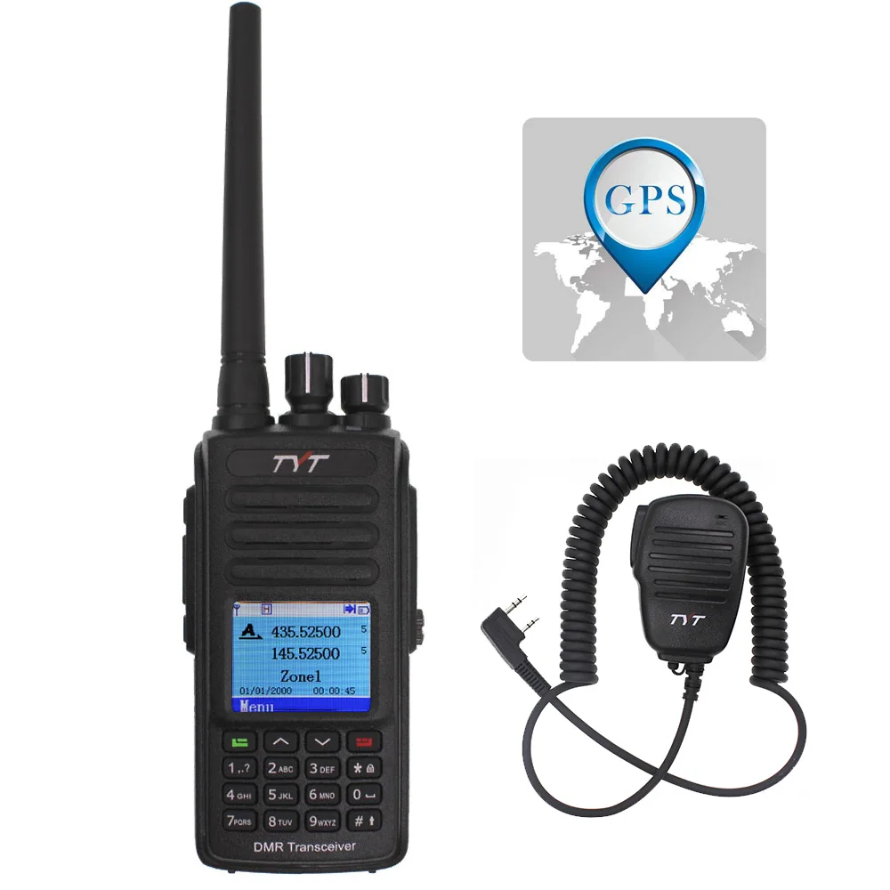 TYT MD-UV390 DMR радиостанция 5 Вт 136-174 МГц и 400-480 МГц рация MD-390 IP67 Водонепроницаемый двойной раз Dlot цифровое радио - Цвет: Add a microphone