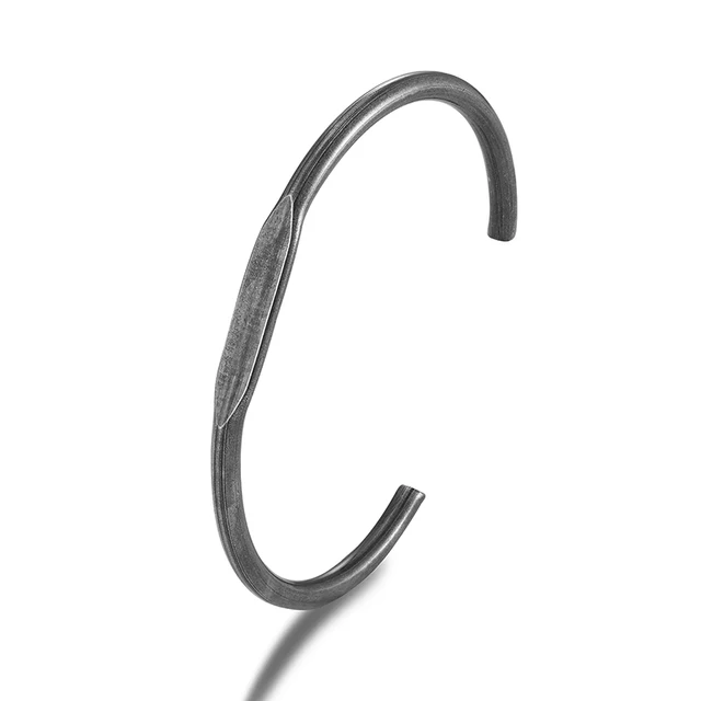 Stainless Steel Men Vintage Black Bangle Cuban Cuff Bracelet Fashion Jewelry Hand Wristband Boyfriend Gift Wholesale Accessories Vintage Black 1