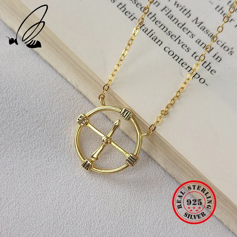 

Necklace Pendant 925 Sterling Silver Roman Clock Gold Chain Boho Dainty Collares Largos Collana Donna Women Accessories Jewelry