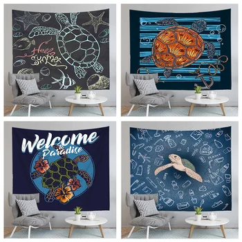 

Tortoise-print Wall Hanging Tapestry Cartoon Boho Blanket Background Cloth Carpet Living Room Decor Tapestries
