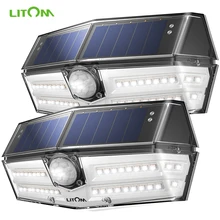 2 упак./лот LITOM 40 светодиодный солнечный светильник на открытом воздухе движения Сенсор светильник s 24.5% высокоэффективное Панели солнечные IP66 270 супер Широкий формат лампа