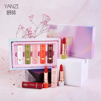 

5pcs Matte Lipstick Set Moisturizing Easy To Color Long-lasting Non-stick Cup Colorfast Lipstick Cosmetic New