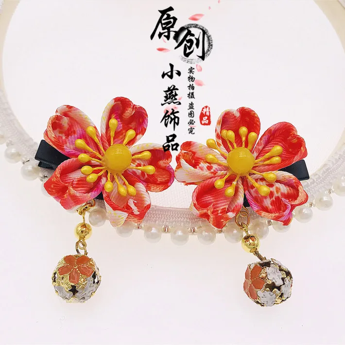 Японский Винтаж ручной работы Сакура оранжевый заколка для волос шпилька аксессуары для японской одежды firkete/Horquilla