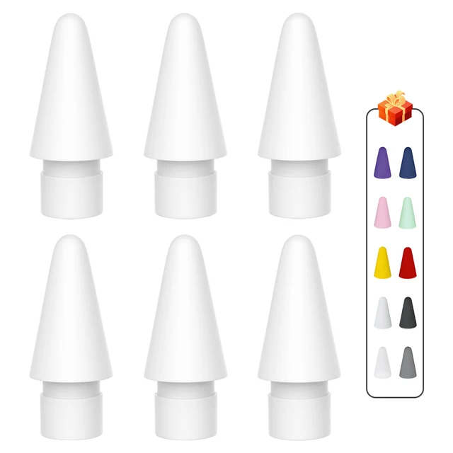 For Apple Pencil Tip Spare Nib Replacement Tip For Apple Pencil 1st 2nd Generation For Punta Apple Pencil 2nd Nib Stylus Pen Tip 6Pcs-White