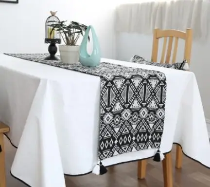 Modern Nordic Style Geometric Pattern Linen Table Runner Simple Tablecloth 