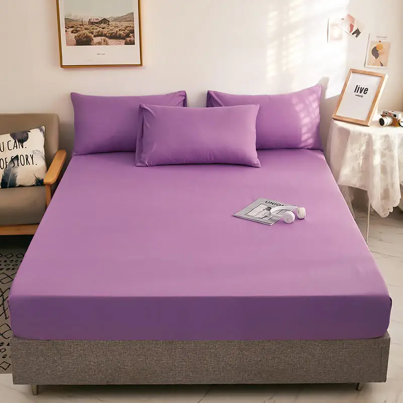 Bonenjoy 1pc Purple Bed Sheet Queen Size funda nordica cama 135 Fitted Sheet King Sheet on Elastic 180x200(without pillowcase 3