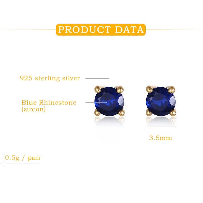Женские маленькие серьги-клипс Серебро 925 серьги с сапфиром, натуральные синие камни, изящные модные корейские ювелирные изделия