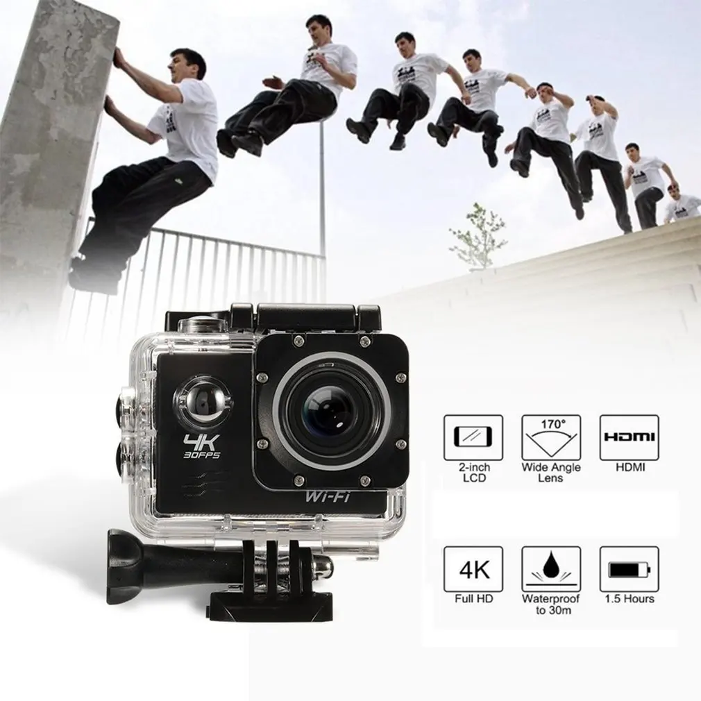4K 30FPS 16MP экшн-камера Full HD 1080P 60fps Водонепроницаемая камера видеокамеры Wi-Fi 170D мини 2,0 "ЖК-видео Спортивная камера