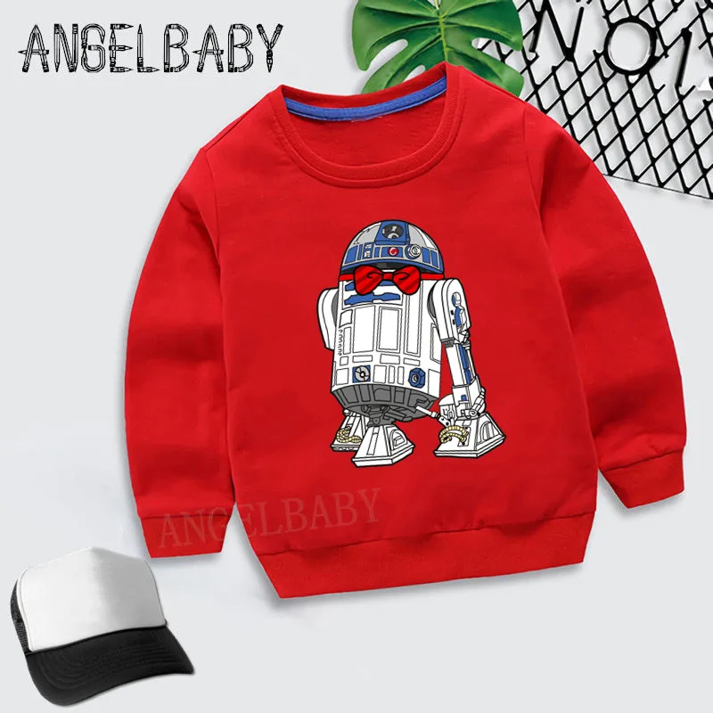 Дети Звездные войны Робот R2-D2 с BB-8 худи для мальчиков и девочек Толстовка Детские осенние Топы, детская одежда из хлопка KYT5193