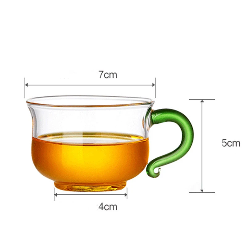 Зеленая ручка маленькая чаша для чая, термостойкая стеклянная чашка, чайный набор кунг-фу аксессуары для чайника, чайная чашка 150 мл 1 шт
