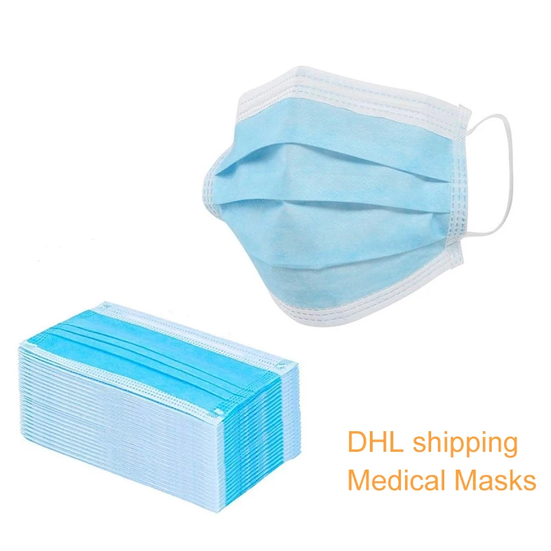 

FAST SHIPPING Disposable Medical Mask Protective Face Masks for Germs 3 Ply Medical Face Masks Mouth Virus Protection 004