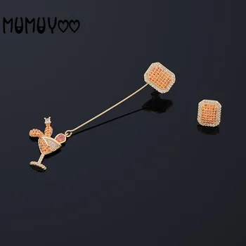 

High quality swa1:1 new fashion charm cocktail shape orange crystal irregular women earring jewelry
