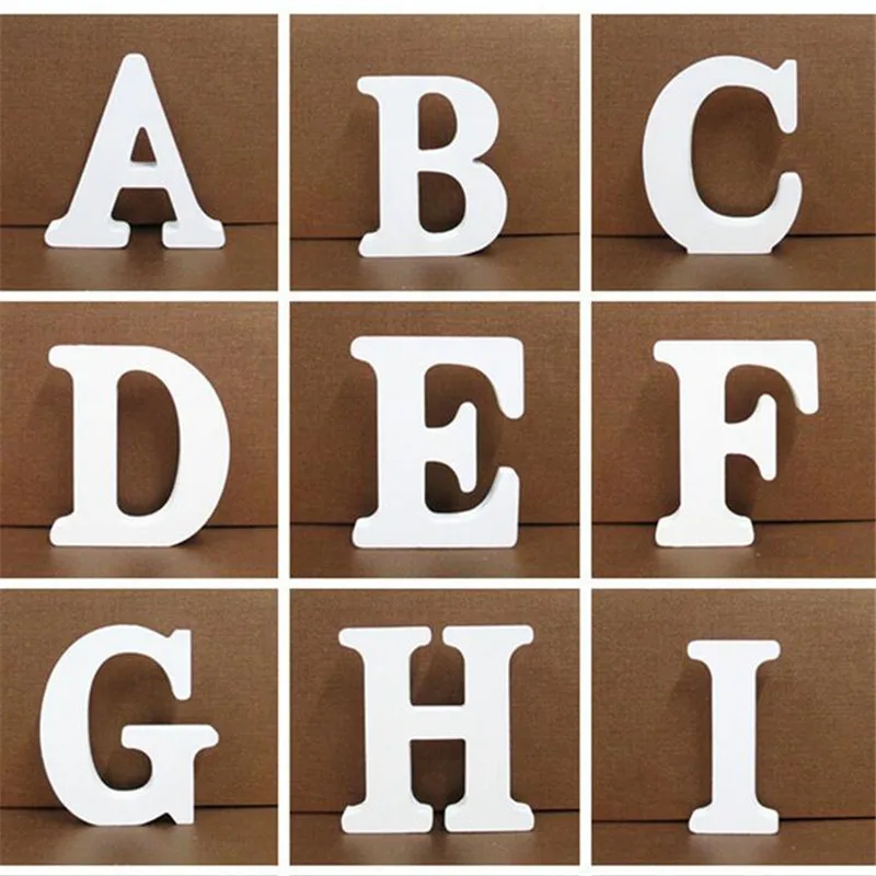 1pc A to Z DIY Freestanding White Wooden Letter Decorative Letters Wedding Birthday Party Bedroom Home Decor Design for Home afbeelding