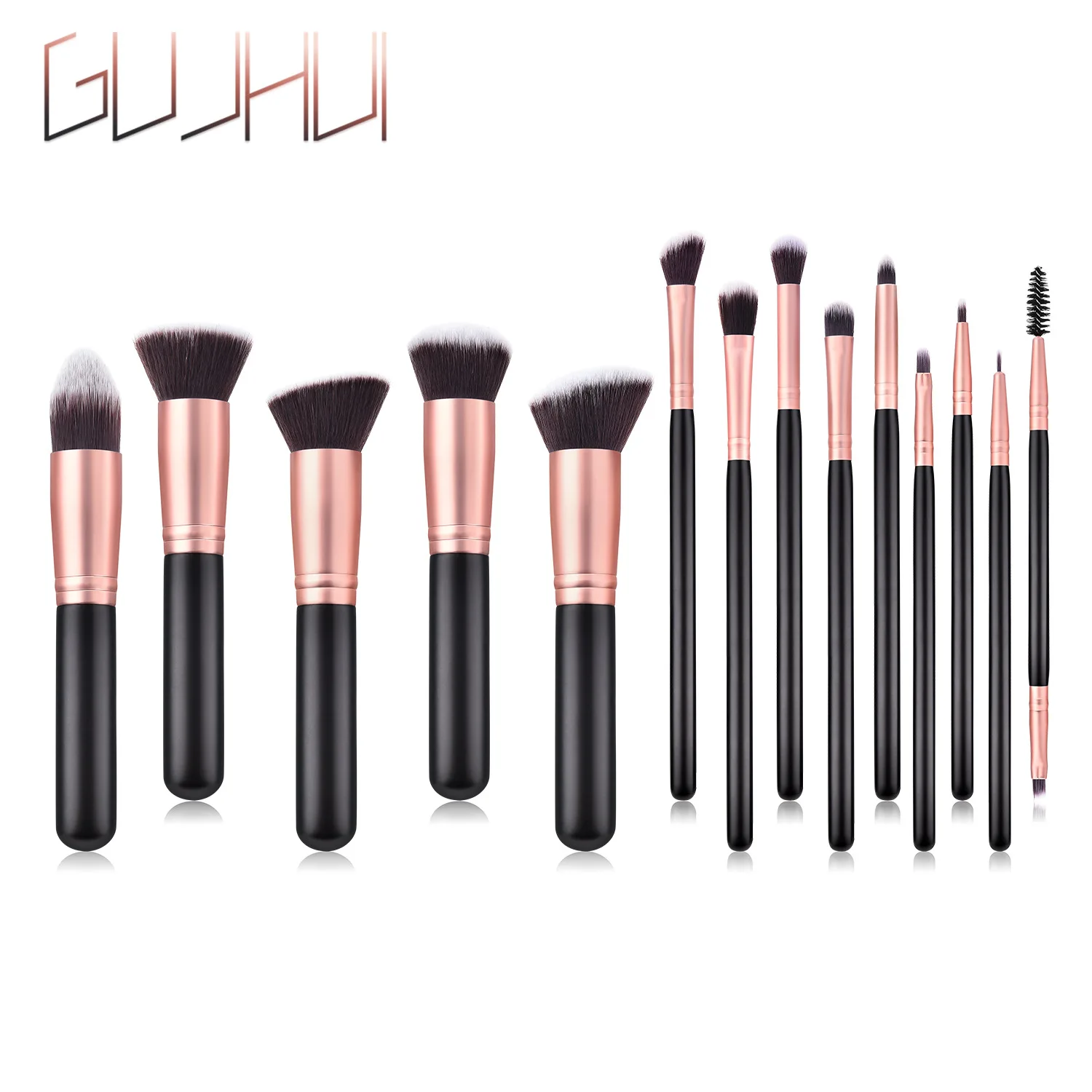 

14 Cosmetic Brushes Set Bulk Paint Eyeshadow Brush Wood Handle Brown and White Hair Cosmetic Tool GUJHUI