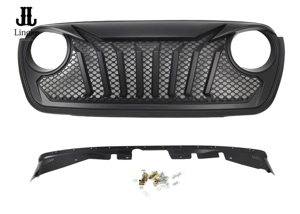 

Front Bumper Grille Upper Grill For 2018 2019 JEEP Wrangler JL Matte Black