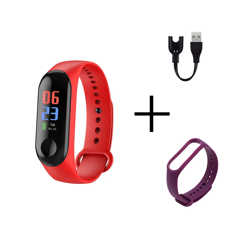 Спортивные часы, кровяное давление, пульсометр, напоминание о сообщениях, Bluetooth, водонепроницаемые, для мужчин и женщин, браслет, детские наручные часы - Цвет: red purple