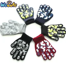 Детские зимние перчатки, камуфляжные вязаные варежки, детские мягкие тёплые перчатки для мальчиков, студенческие спортивные Нескользящие перчатки