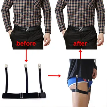 

Men Shirt Belt with Non-slip Locking Clips Keep Shirt Remains Hidden Leg Thigh Garters Suspend Strap