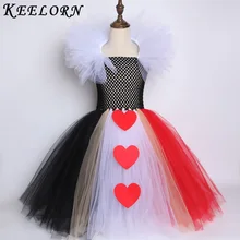 Keelorn/черно-красное платье-пачка «Королева сердец»; маскарадный костюм Алисы в стране чудес на Хэллоуин для девочек; детское платье для дня рождения