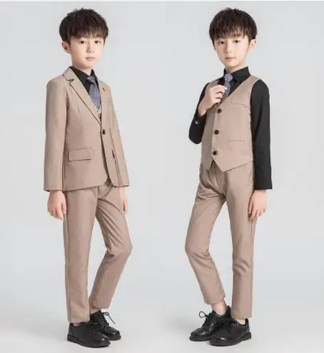 coat vest pant Формальные с цветами, на свадьбу, костюм для мальчиков, Детский комплект с платьем вечерние детский Блейзер пиджак, жилет, брюки костюм-смокинг, детский выпускной вечер, церемонии заказчика - Цвет: coat vest pant