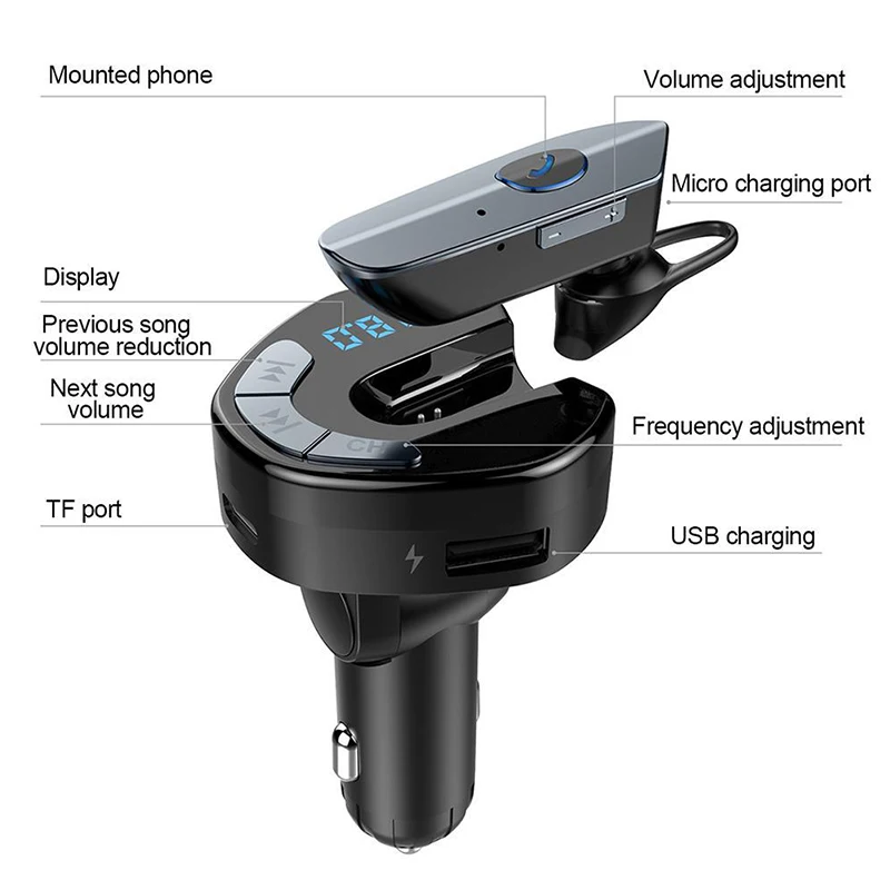 Автомобильный fm-передатчик Bluetooth MP3-плеер с поддержкой гарнитуры TF карта USB зарядное устройство UY8