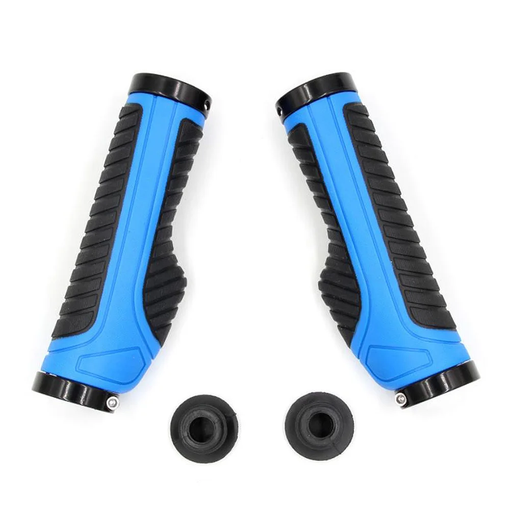 Bicycle rubber Handlebar grips mountain bike bilateral lockable hand grip bicycle accessories riding equipment two-color handle