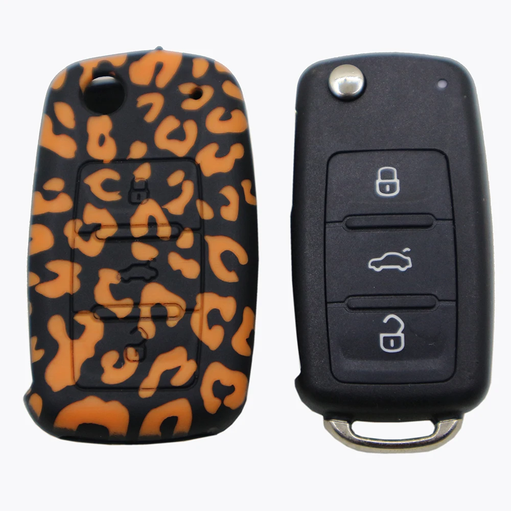 Леопардовый Стиль Зебра шаблон Силиконовый Автомобильный ключ крышка для Golf 7 mk7 Skoda Octavia A7 Polo Portect чехол автомобильные аксессуары