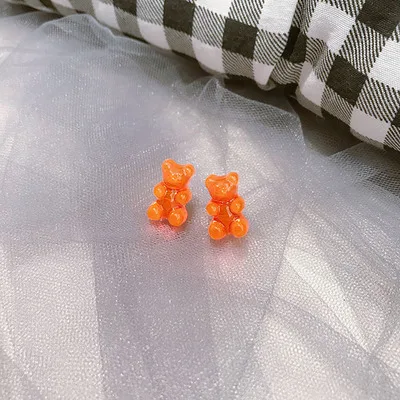 HZ Новинка милая Цветная Акриловая заколка для волос Gummy Bear заколки для волос аксессуары для волос для женщин девочек детей - Цвет: 44 Stud earring