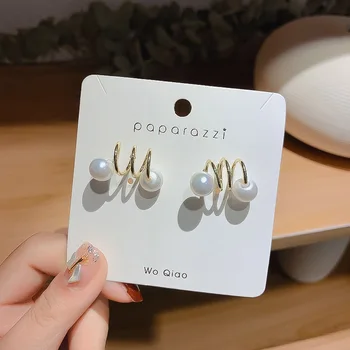 

Personality elegant pearl Fashion Stud Earrings High Quality Geometric statement ContractedWomen's Earrings Trend exquisite