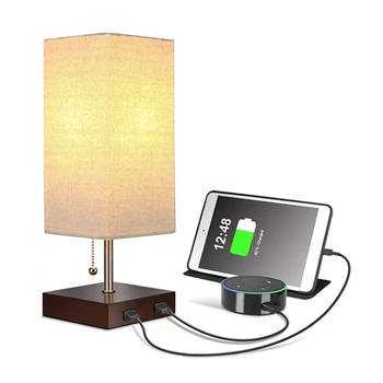 

Bedside Table & Desk Lamp Useful 2 Usb Charging Ports Perfect For Table In Bedroom Living Room Or Office,Us Plug