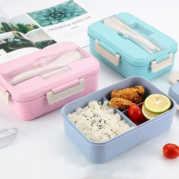 

Picnic Bento 3-compartment Meal Storage Lunch Box With Cutlery For Kids Adult Light Weight built-in Storage Nvenient Practical