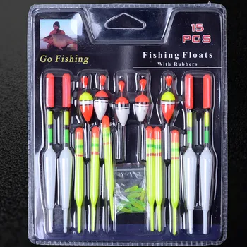 

1 Set (15Pcs) Vertical Buoy Sea Fishing Floats Assorted Size for Most Type of Angling Aquarium Fish Catching Fishing Floats