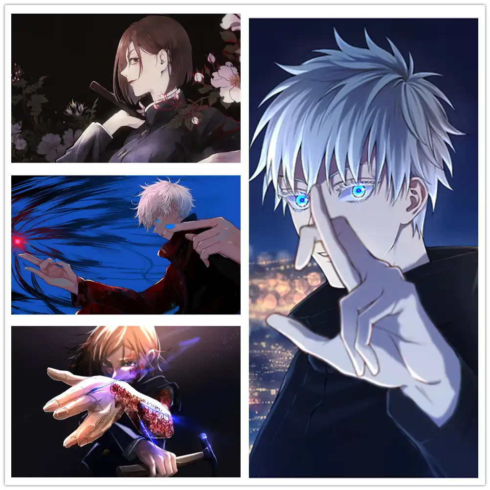 柔術kaisen五条悟アニメポスターのキャンバス絵画hdプリント壁の芸術現代のモジュラー北欧リビングルームのホームインテリア 絵画 書道 Aliexpress